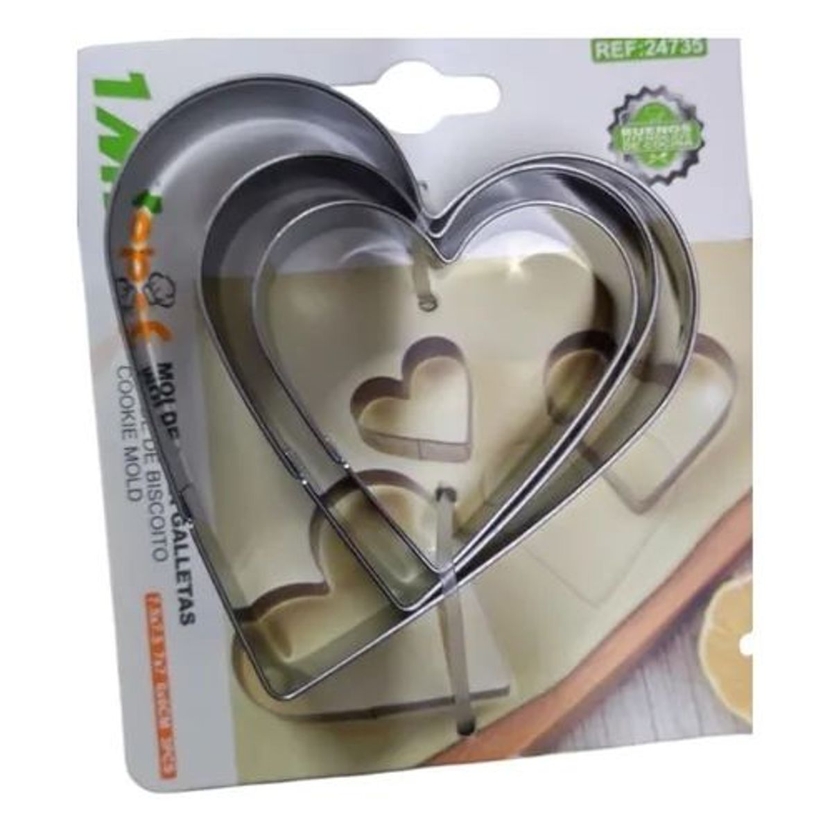 GENERICO - Set De 3 Cortadores Para Galletas Corazon