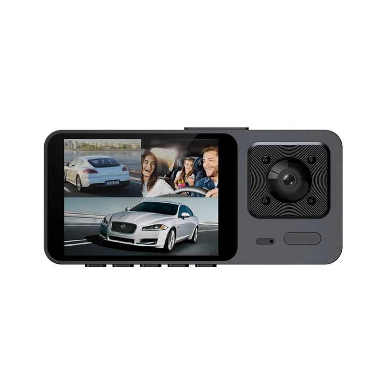 GENERICO - Dash Cam 3 Lentes Full HD Sensor de Impacto y Modo Estacionamiento