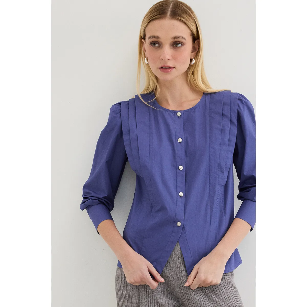 ASH - Blusa Manga Larga Azulino Mujer Ash