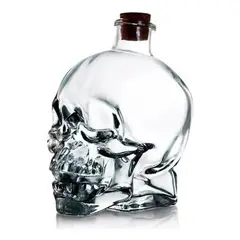 GENERICO - Botella Calavera Vidrio Craneo Vodka Whisky 750 Ml - Verde.