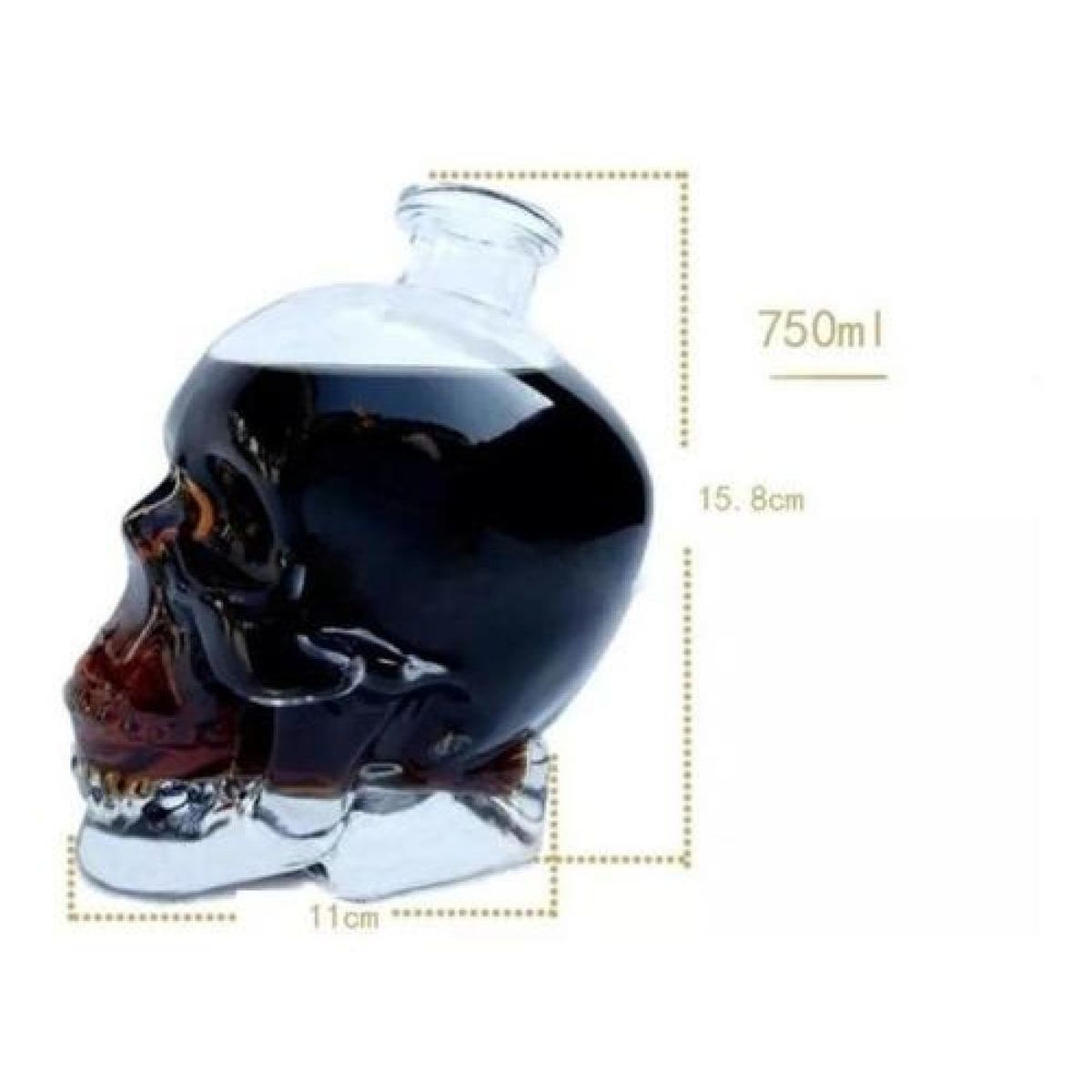Botella Calavera Vidrio Craneo Vodka Whisky 750 Ml - Verde., marca GENERICO - Foto 2