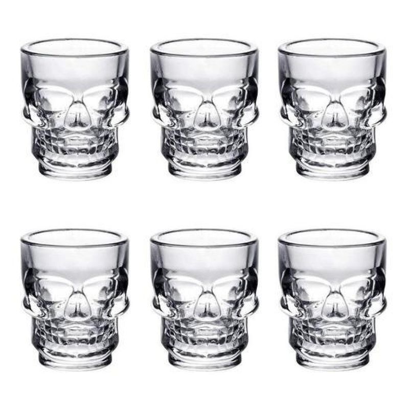 GENERICO - Set De 6 Vasos Vidrio Shot Calavera  Fiesta Trago Tequila - Verde