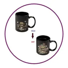 GENERICO - Tazón Cambia Color Skull & Roses Calavera - Negro.
