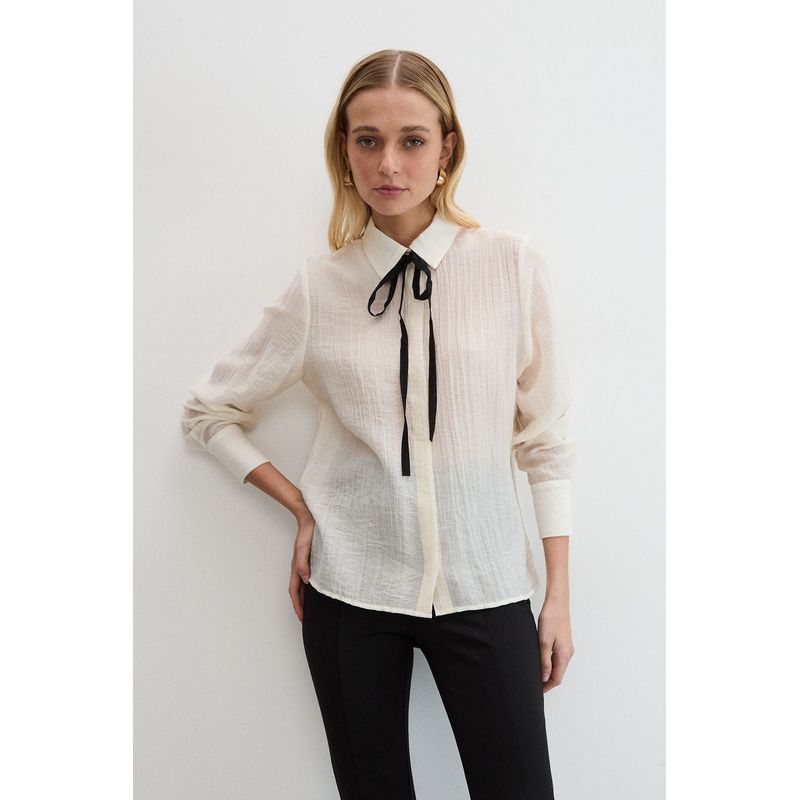 ASH - Blusa Manga Larga Crudo Mujer Ash