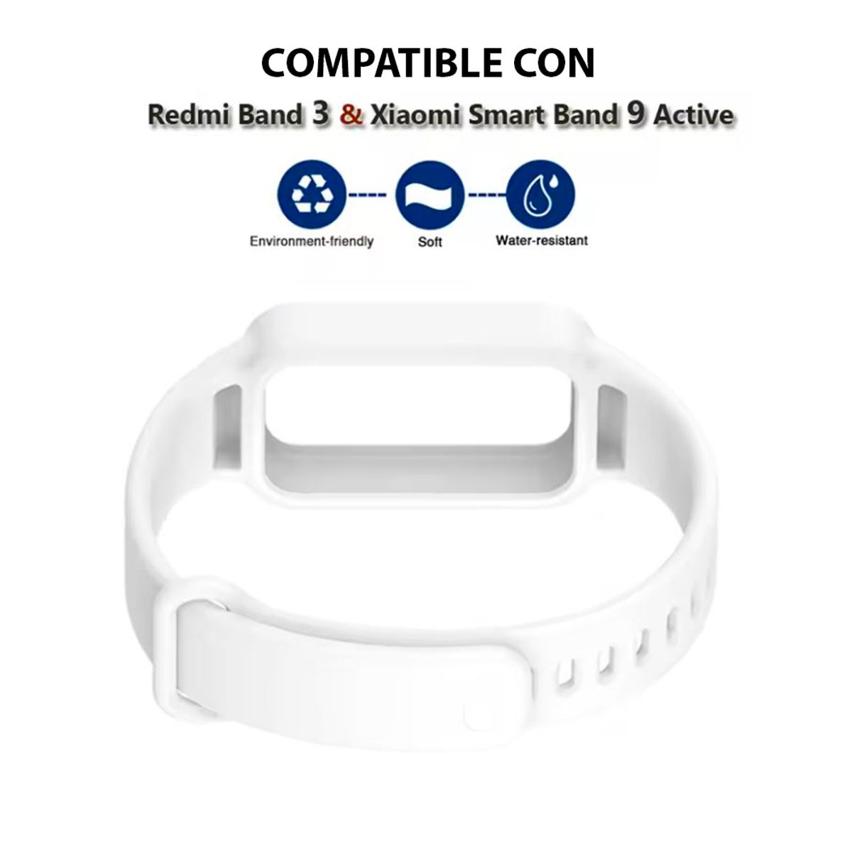 GENERICO - Correa Silicona Para Xiaomi Smart Band 9 Active Blanco