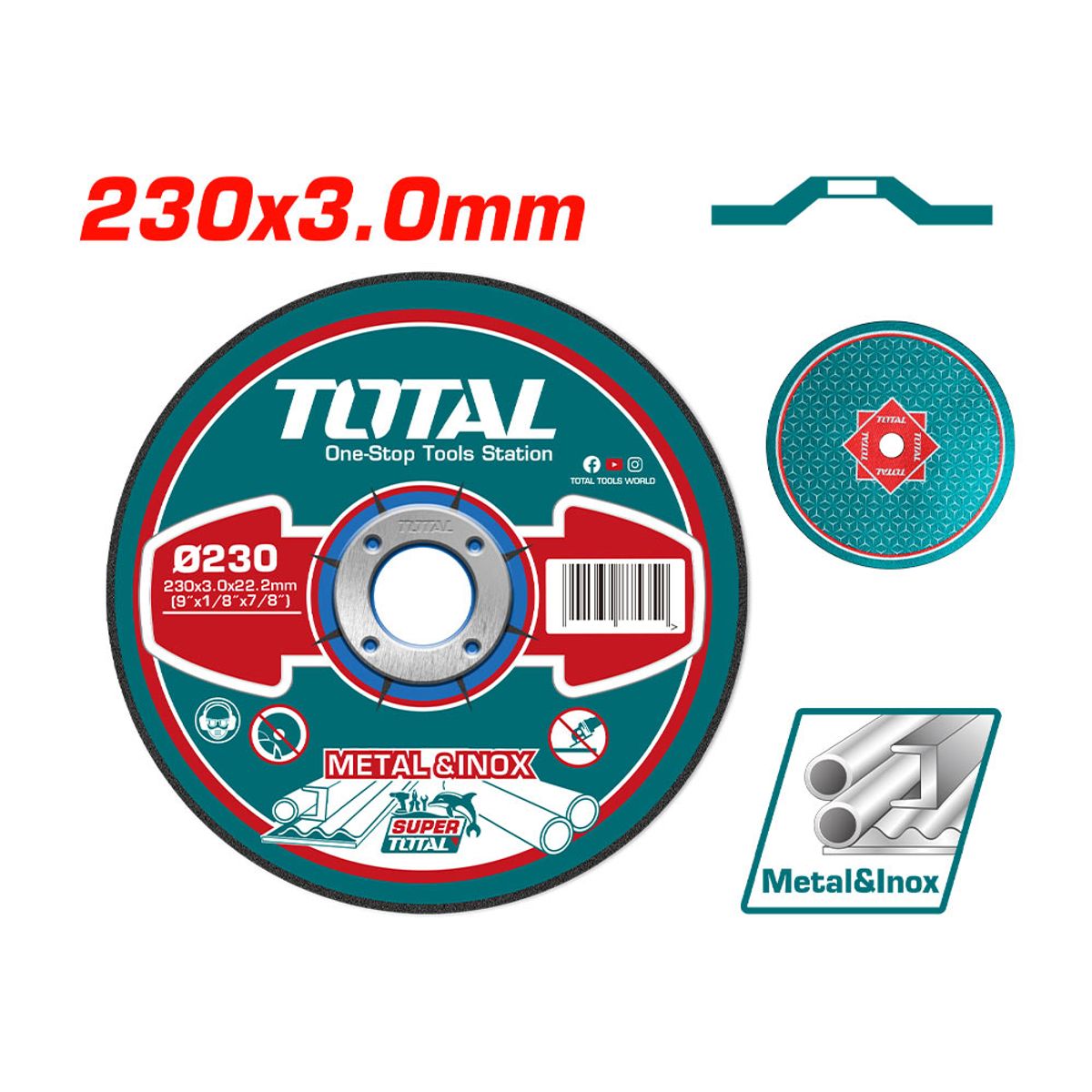 TOTAL TOOLS - Disco Abrasivo Corte Metal 230x30mm Total