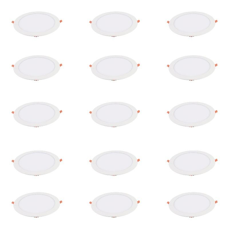 GENERICO - 15 Focos Panel Led 3W Redondo Embutido 220V Luz Cálida