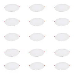 GENERICO - 15 Focos Panel Led 3W Redondo Embutido 220V Luz Cálida