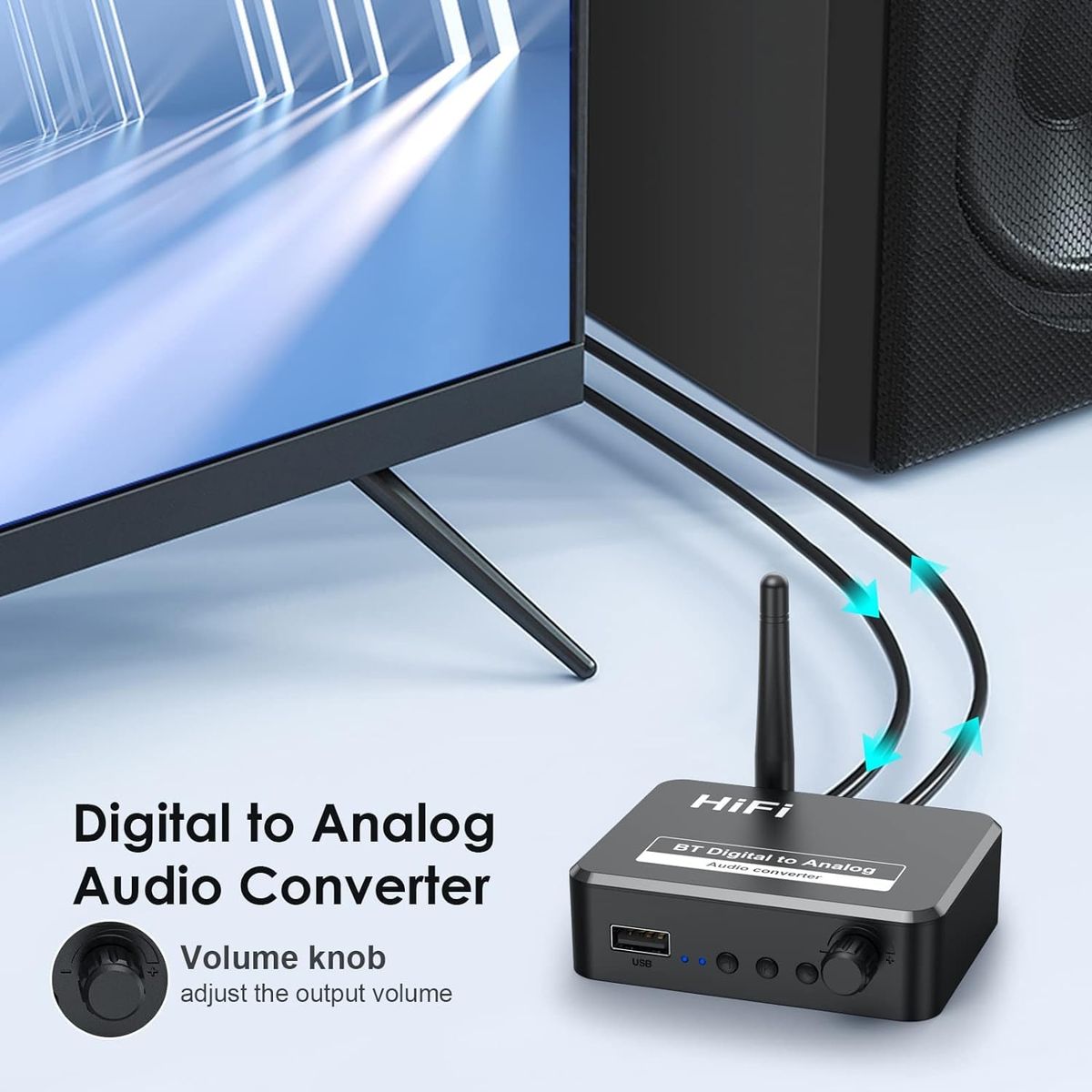 GENERICO - Convertidor Audio Optico Digital a Analogo Receptor Bluetooth