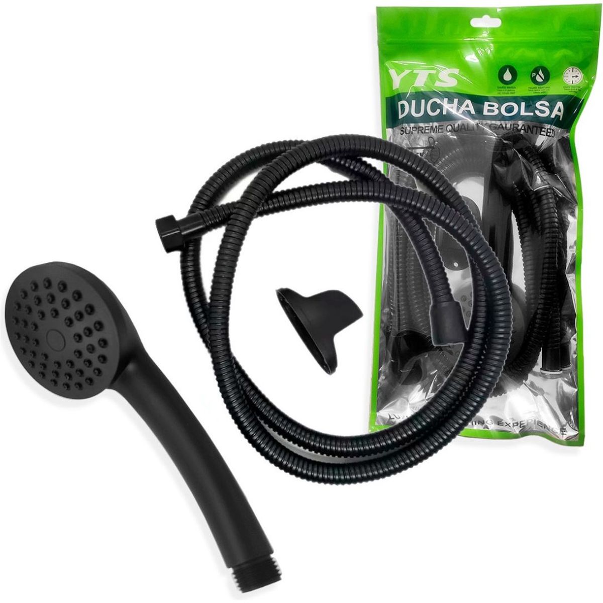 GENERICO - Soporte De Ducha Color Negro Mate Negro Flexibe Soporte