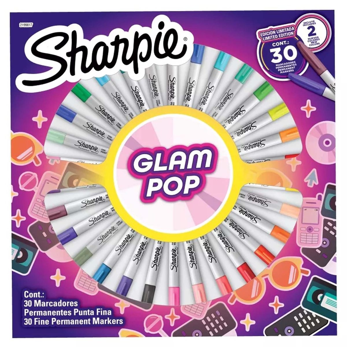SHARPIE - Marcador Sharpie Glam Pop 30 Colores Permanente