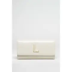 LIOLA - Billetera Efecto Cuero Liso Inicial L Crudo