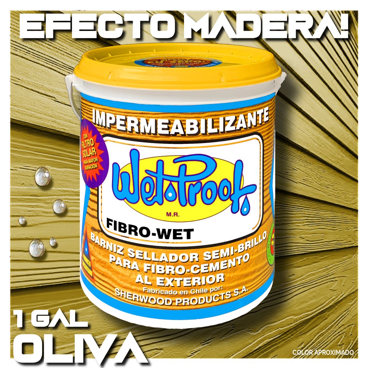 WETPROOF - BARNIZ IMPERMEABLE FIBROCEMENTO SIDING WET PROOF® FIBROWET OLIVA 1 GAL