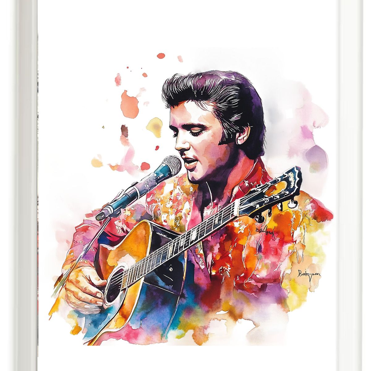 DECORACION CREATIVA - Set Cuadros Elvis Presley 1 Marco Blanco