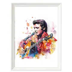 DECORACION CREATIVA - Set Cuadros Elvis Presley 1 Marco Blanco