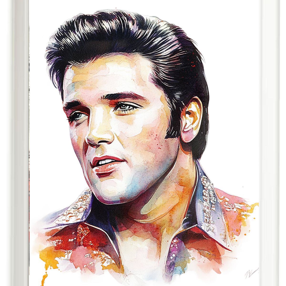 DECORACION CREATIVA - Set Cuadros Elvis Presley 1 Marco Blanco