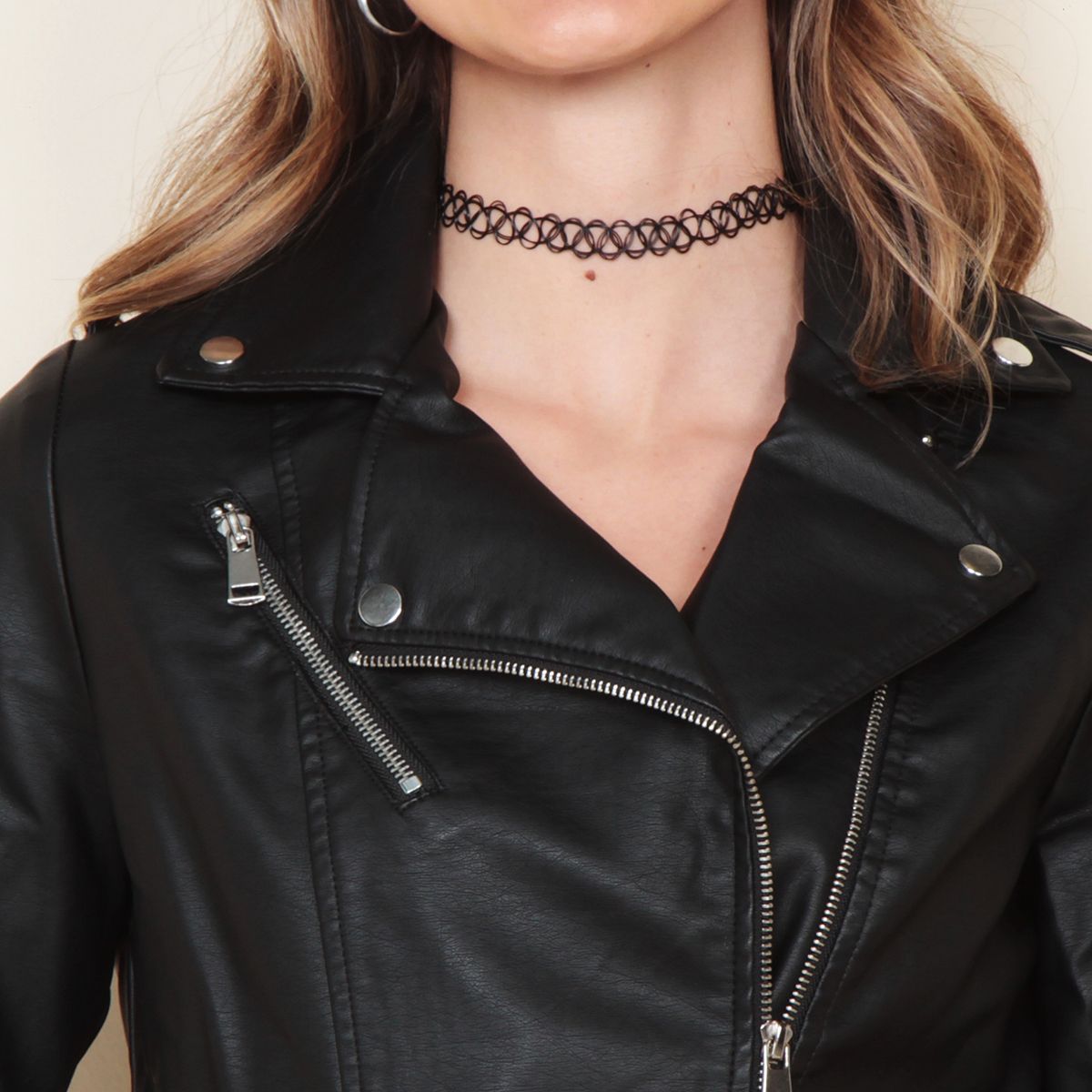 WADOS - CHAQUETA MANGA LARGA CUERO ECOLOGICO CON CIERRE