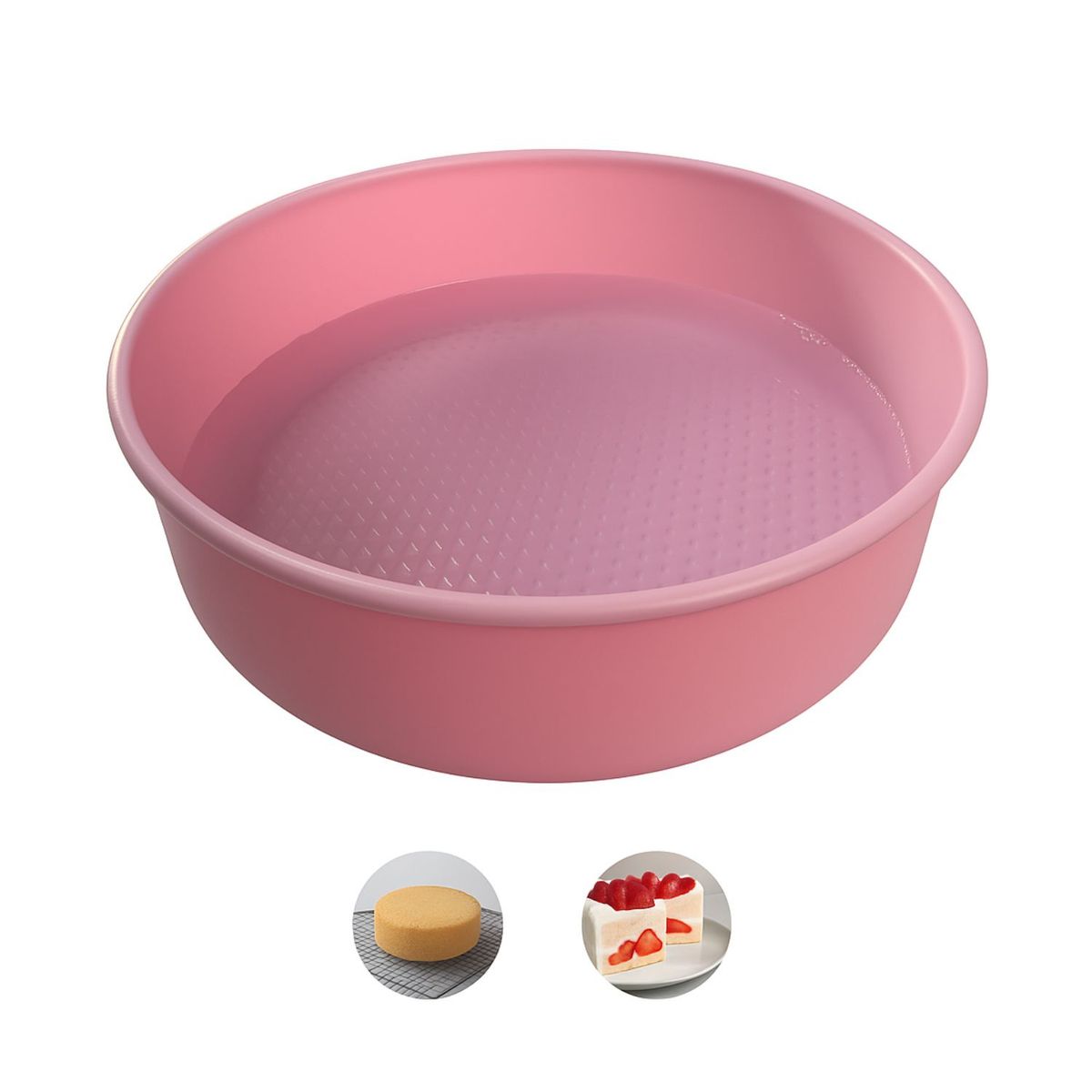 GENERICO - Molde De Silicona Redondo Rosado Para Tortas Y Queques 26cm