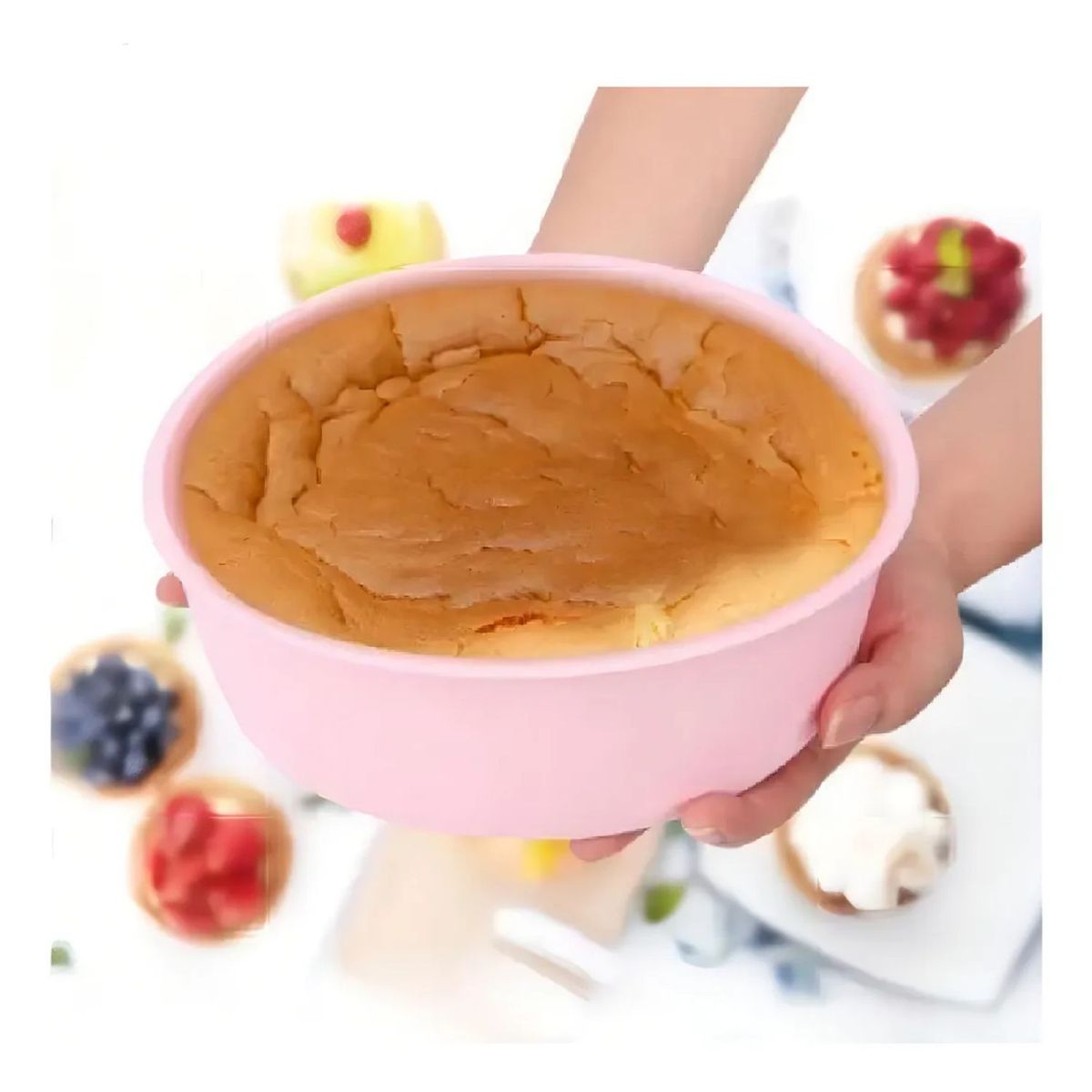 GENERICO - Molde De Silicona Redondo Rosado Para Tortas Y Queques 26cm