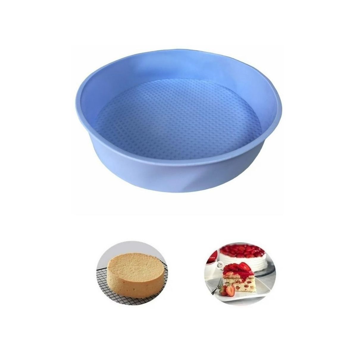 GENERICO - Molde De Silicona Redondo Azul Para Tortas Y Queques 26cm