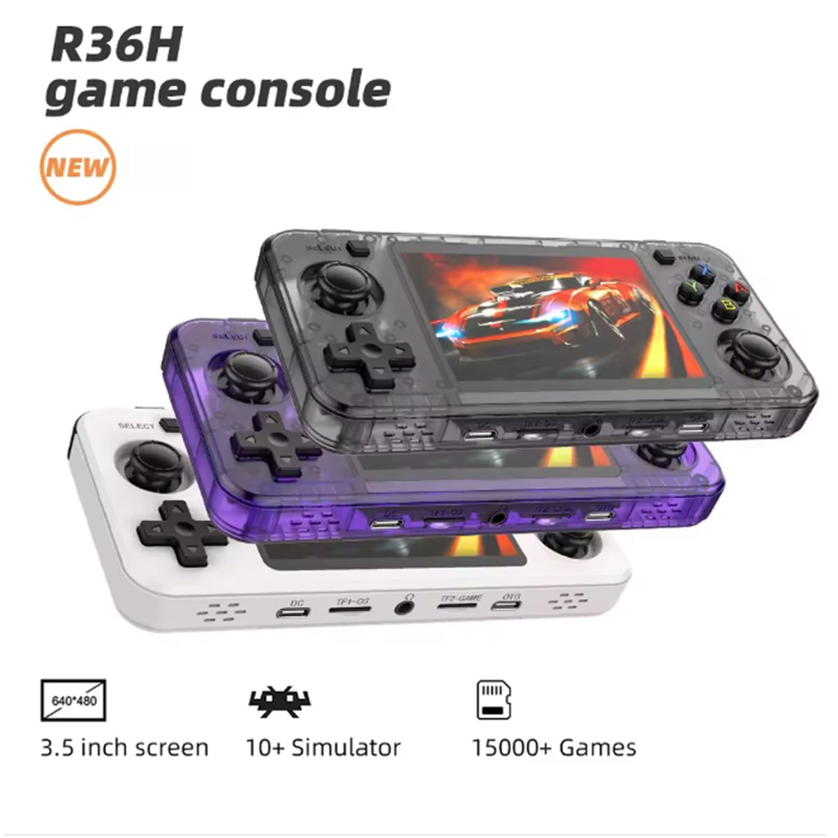 BRO TOUMI - Consola Portatil Retro Game R36-H 64GB Blanco