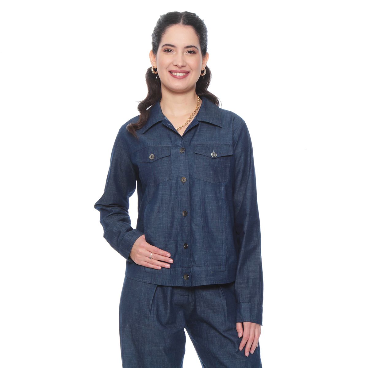 WADOS - CHAQUETA MANGA LARGA LYOCELL CON BOLSILLO EN DELANTERO