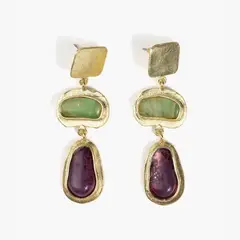 LOUNGE - Aros Mujer Piedras Doble Color