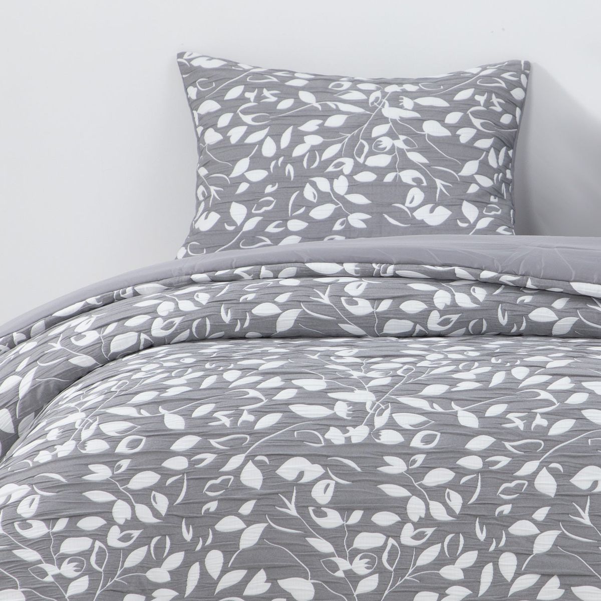 HEBRA - Cobertor Jacquard 1.5P Hojas Gris