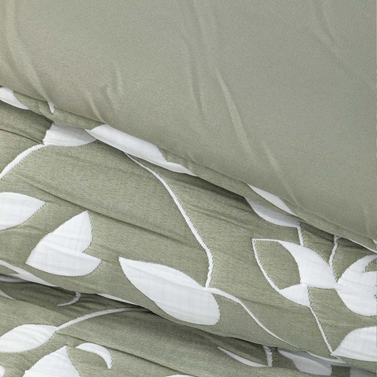 HEBRA - Cobertor Jacquard 2P Hojas Verde