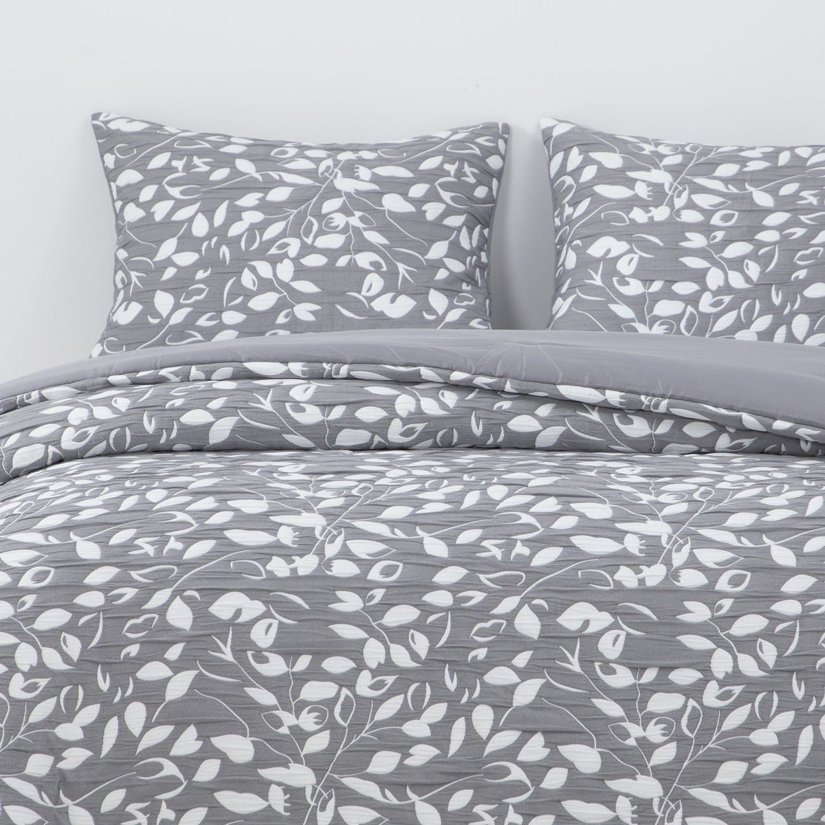 HEBRA - Cobertor Jacquard King Hojas Gris
