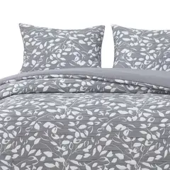 HEBRA - Cobertor Jacquard King Hojas Gris