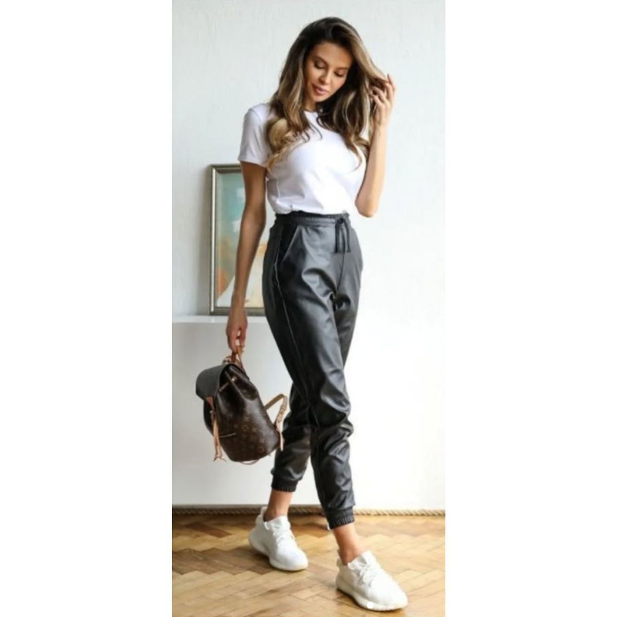 LIKE SHOP - Calza Eco Cuero Mujer Pantalón Leggins Jogger 00