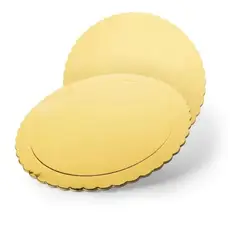 GENERICO - Set 6 Bandeja Base Redonda Torta Pastel Carton Dorado 22cm