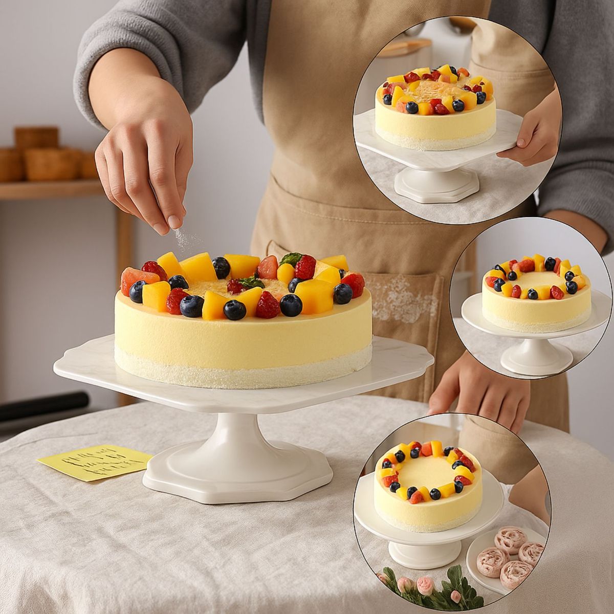 GENERICO - Set 6 Bandeja Base Redonda Torta Pastel Carton Plateado 22cm