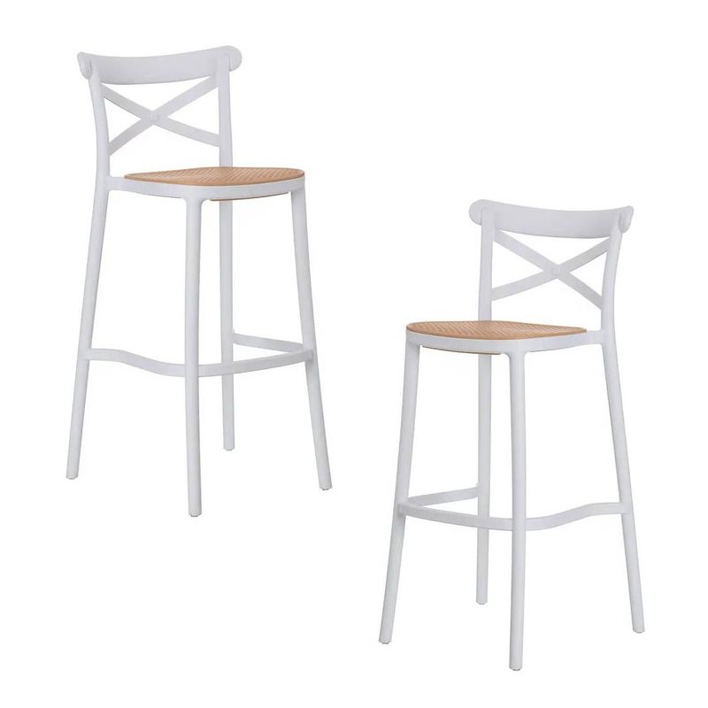 GENERICO - Pack 2 Taburete piso de Bar Sena 75 cm Polipropileno - Blanco