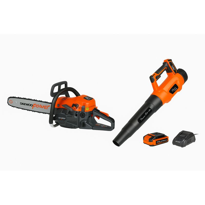 DAEWOO - Combo Motosierra Gasolina 45cc + Sopladora 20v 330cfm Daewoo