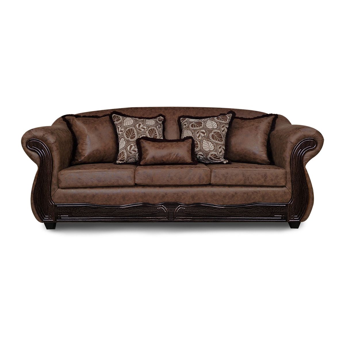 ADONIS LEUDH - Sofá 3 Cuerpos Estambul Envejecido Extra Grande Cafe Claro Con Pelitos