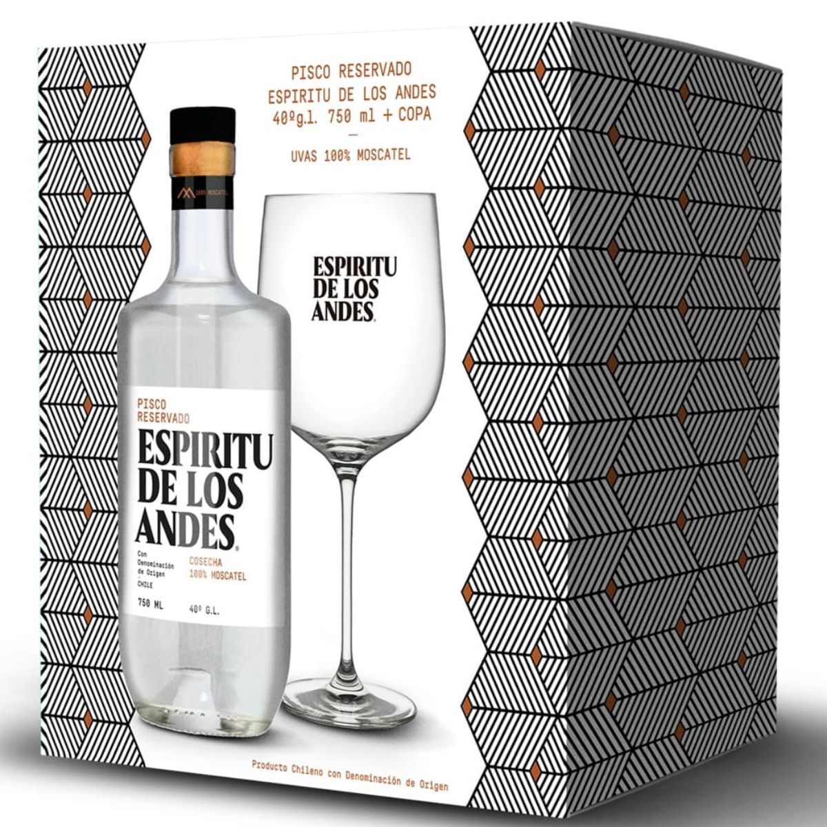 ESPIRITU DE LOS ANDES - Pack Pisco Espiritu de los Andes 750cc + Copa