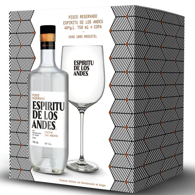 ESPIRITU DE LOS ANDES - Pack Pisco Espiritu de los Andes 750cc + Copa