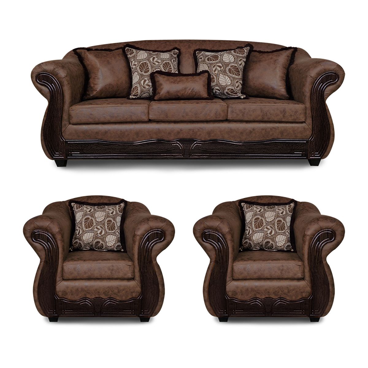 ADONIS LEUDH - Living 3+1+1 Estambul Envejecido Extra Grande Café Claro Con Pelitos