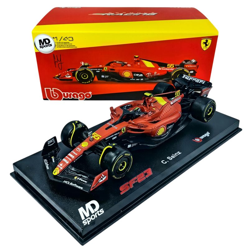 BBURAGO - Auto F1 Ferrari Sf-23 Monza 2023 C.Sainz Caja Acrilica 1:43