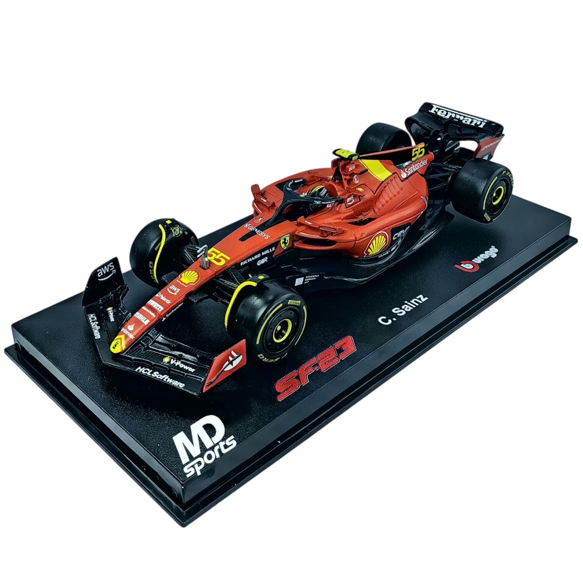 BBURAGO - Auto F1 Ferrari Sf-23 Monza 2023 C.Sainz Caja Acrilica 1:43