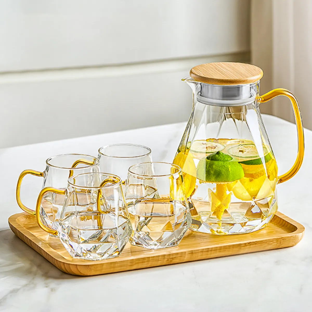 CHEFCHOICE - Juego Jarra De Té + 4 Tazas De Cristal Increíble