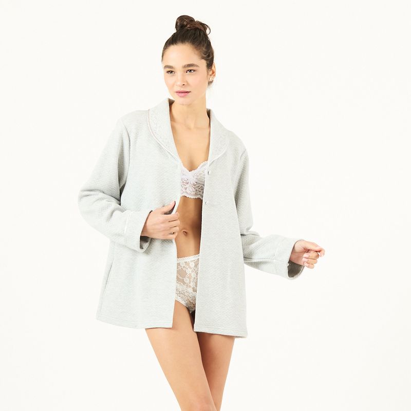 BARBIZON - Bata de Mujer Mañanita Karin Gris Melange