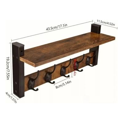 Imagen 2 del producto Repisa Perchero Estante De Pared Estantería Flotante Madera