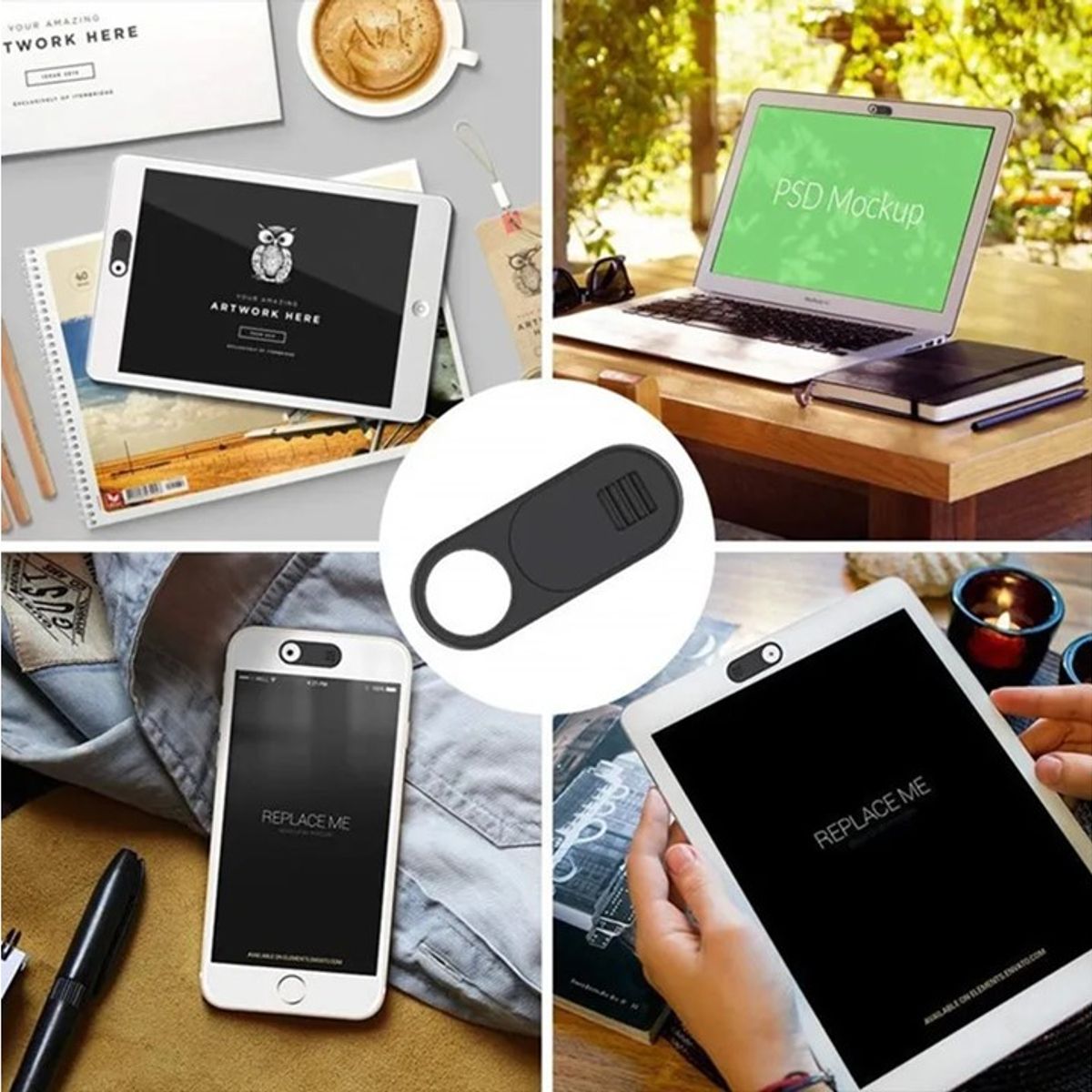 GENERICO - Pack 6 Tapas Webcam Cover Antiespia Camara Tablet Notebook Rosado