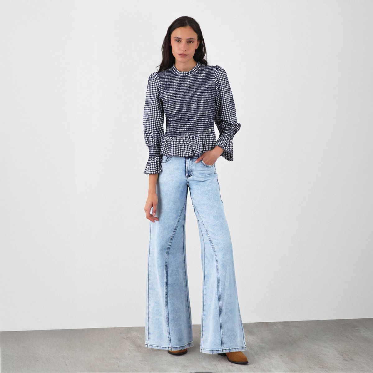 RAINDOOR - Blusa Panal Vichy Azul Mujer Raindoor