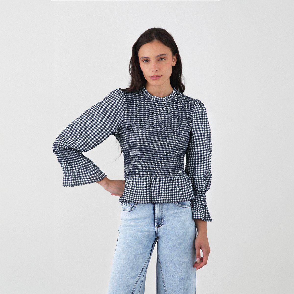 RAINDOOR - Blusa Panal Vichy Azul Mujer Raindoor