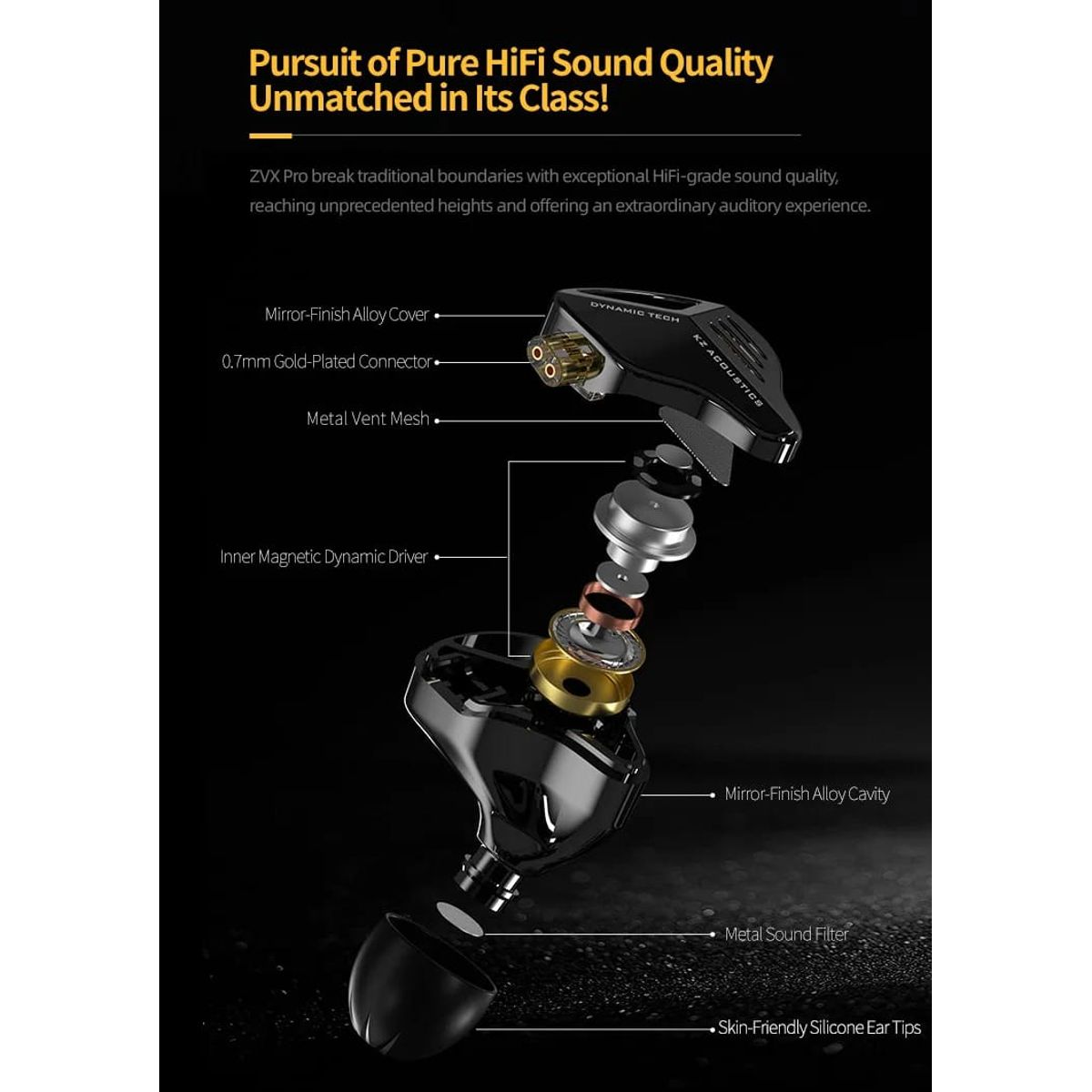 GENERICO - Audífonos  ZVX + Accesorios + Espumas + Estuche.