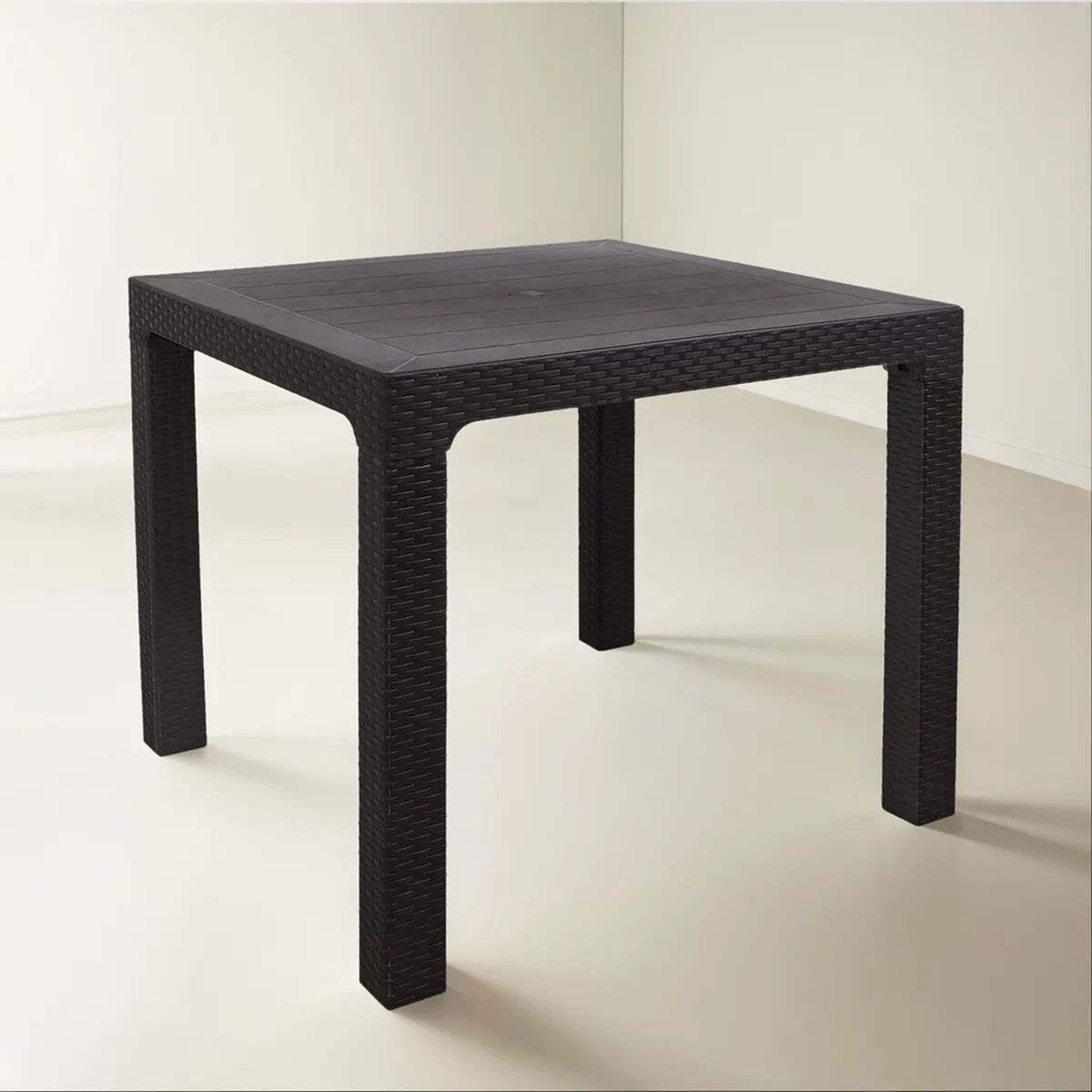 GENERICO - Mesa Roble Ratán Exterior Madera Living Comedor Terraza